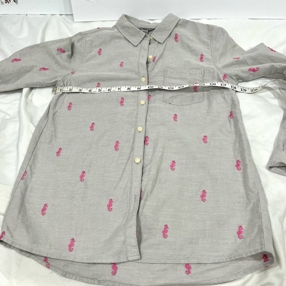 Bass women's 100% cotton gray with pink embroidered sea horses size S - Picture 7 of 9